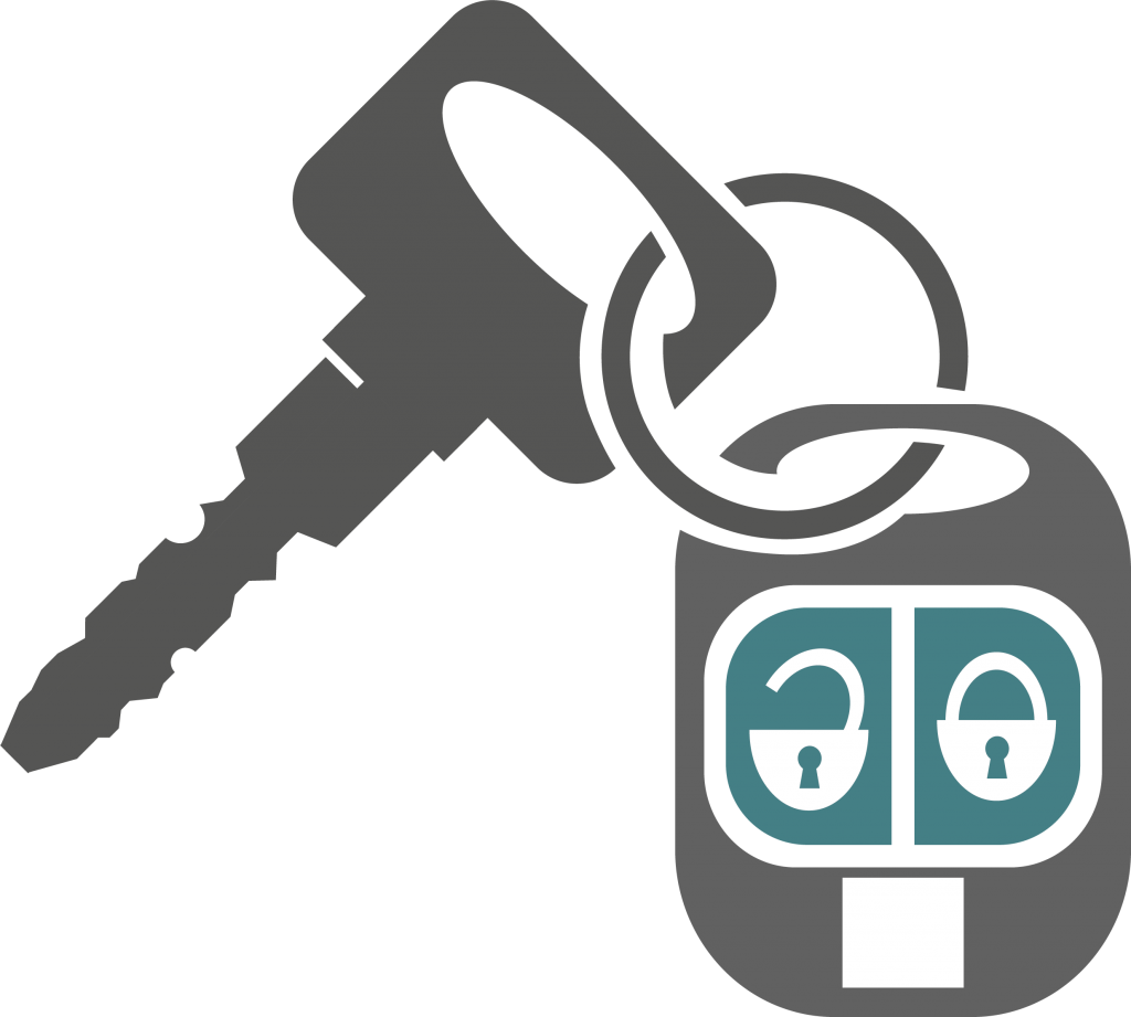 An icon of a car key and fob representing vehicle ownership